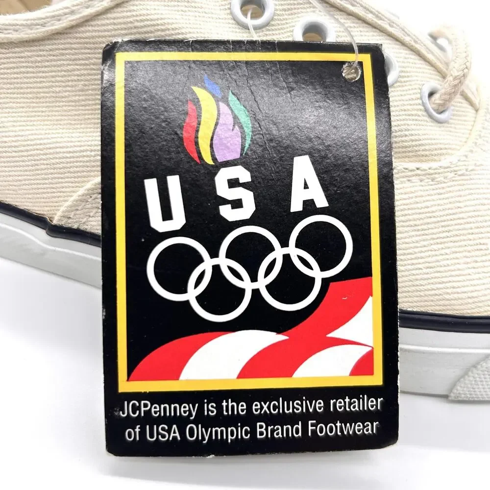 Vintage USA Olympic Shoes Mens Size‎ 8 Canvas Lace Up JC Penney 90s Sneakers